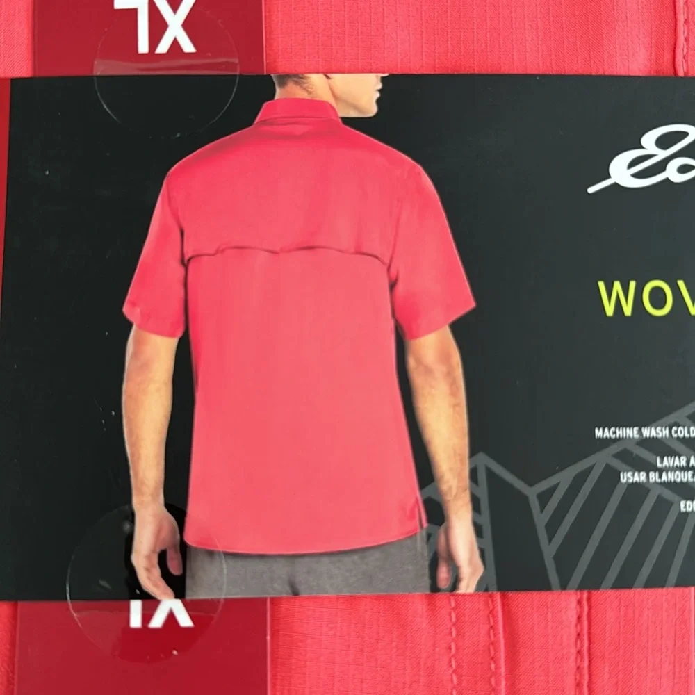 Eddie Bauer woven tech shirt, Fishing shirt, Coral, new with tags - Picture 5 of 6